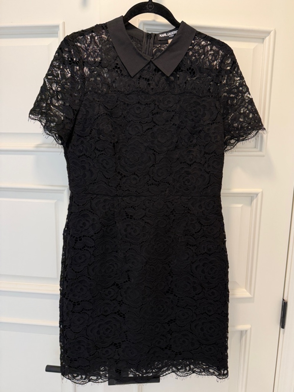 Karl Lagerfeld Black Lace Short-Sleeve Cocktail Dress